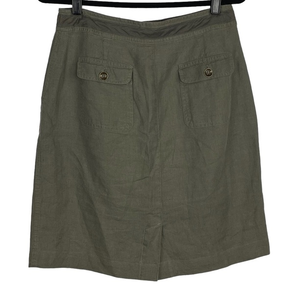 TALBOTS PURE IRISH LINEN GREEN DRAWSTRING SKIRT - Picture 3 of 13